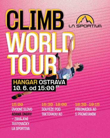 La Sportiva Climb World tour a adam ondra na hangaru